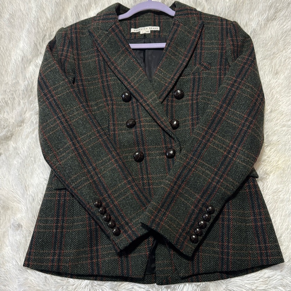 Veronica Beard Wool Plaid Blazer Size 10